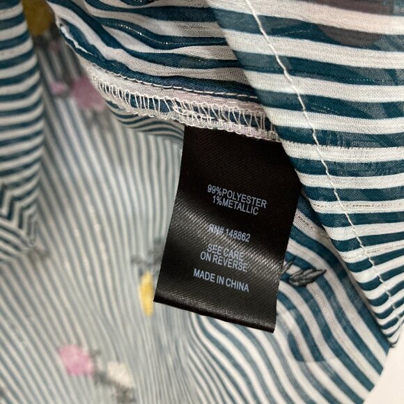 Torrid Harper size 2X Striped Floral Lurex Chiffon V Neck Button Popover Top - Picture 10 of 12